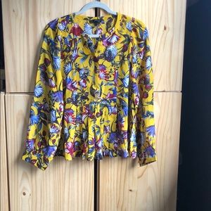 J.Crew floral bib blouse